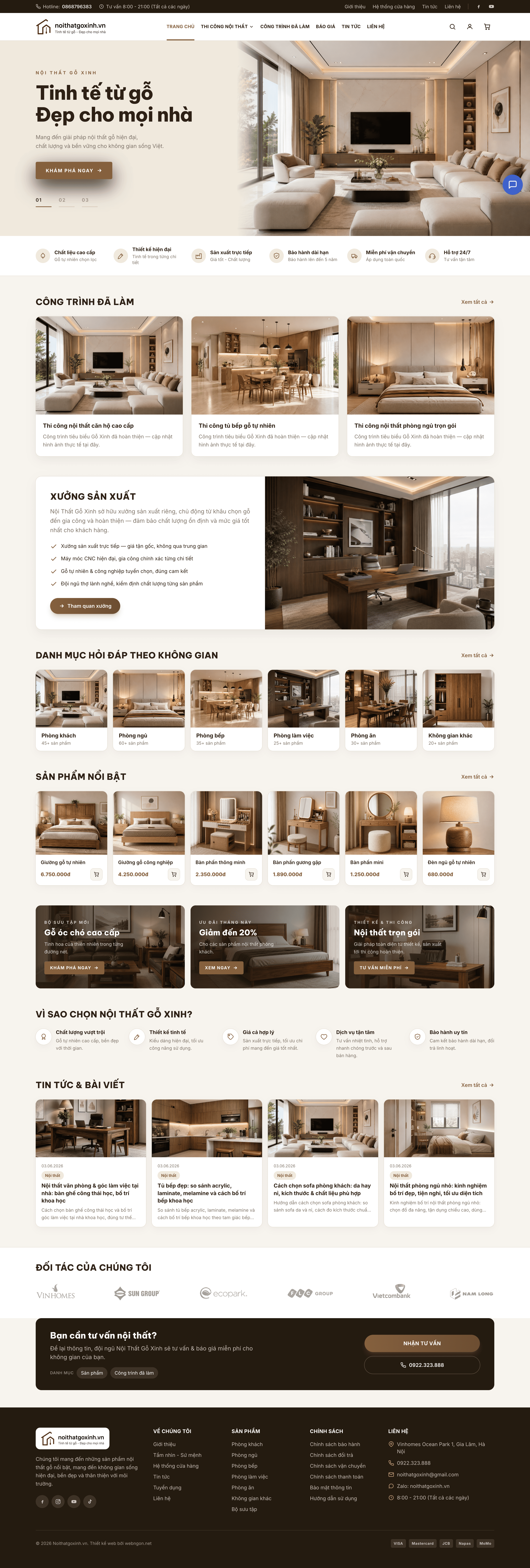 Mẫu website thiết kế nội thất đẹp chuẩn SEO