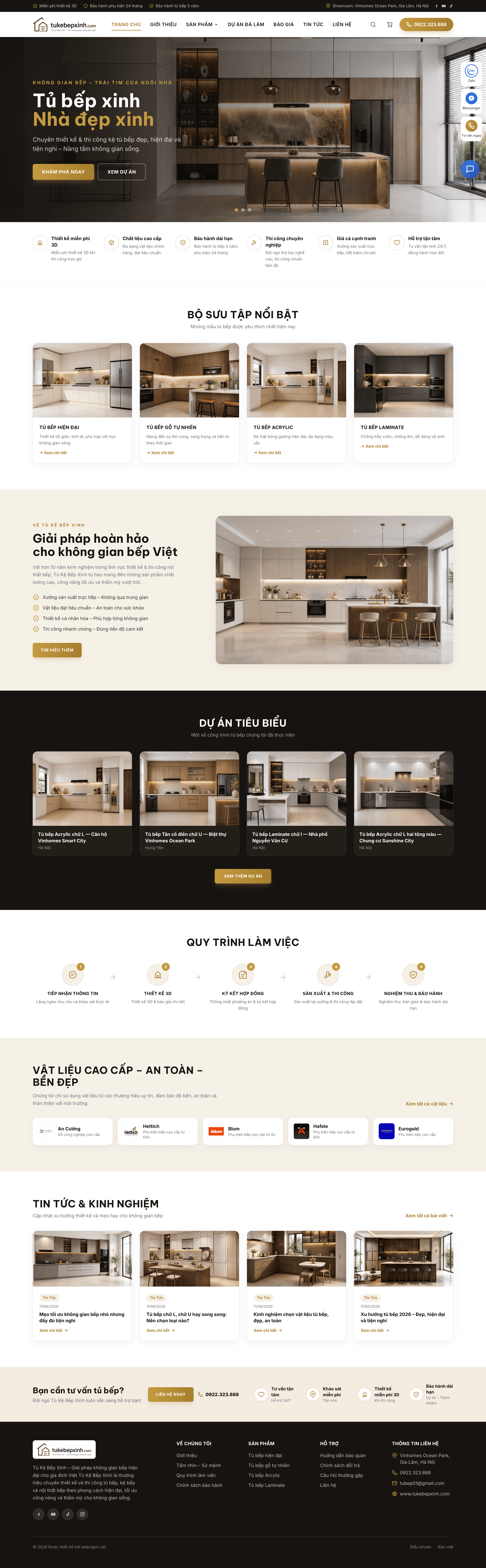Mẫu website tủ bếp đẹp chuẩn SEO